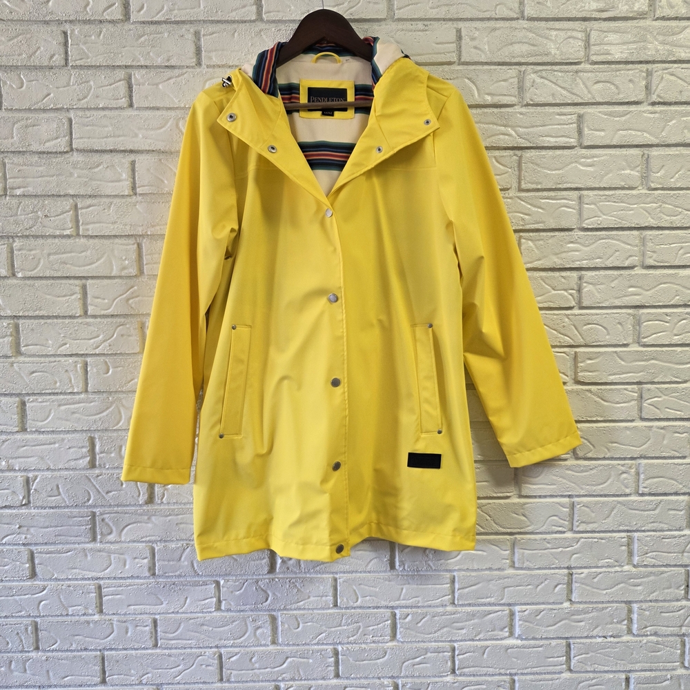 Pendleton Yellow Hooded Raincoat with Striped Lining - Picture 2 of 10